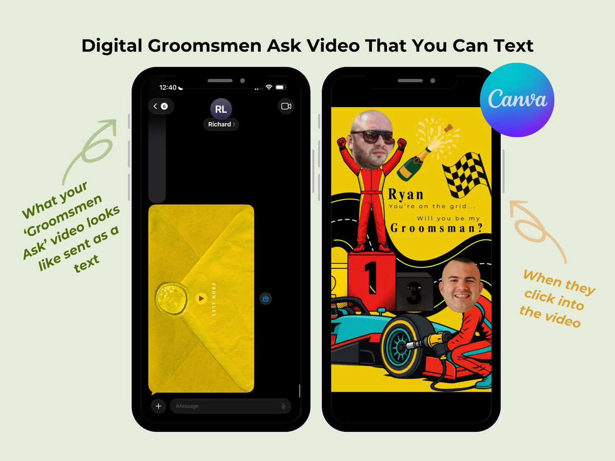 Racing Groomsman Ask – Editable Canva Template