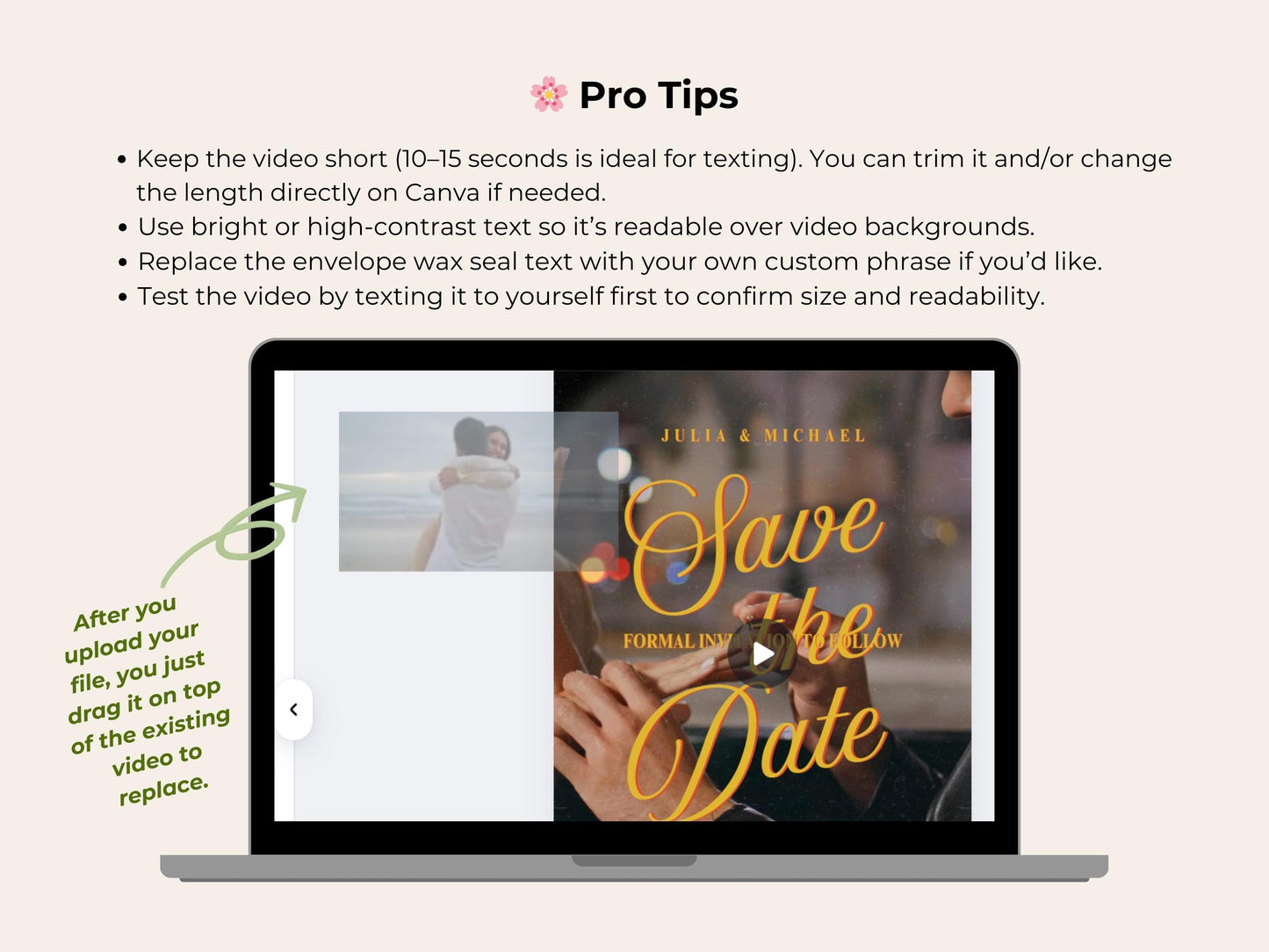 Retro Digital Save the Date – Vertical Text Editable Template