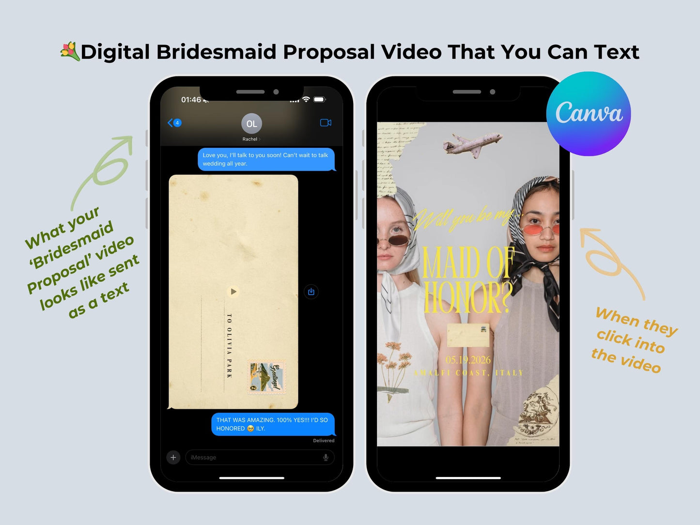 Travel-Inspired Bridesmaid Proposal – Editable Canva Template