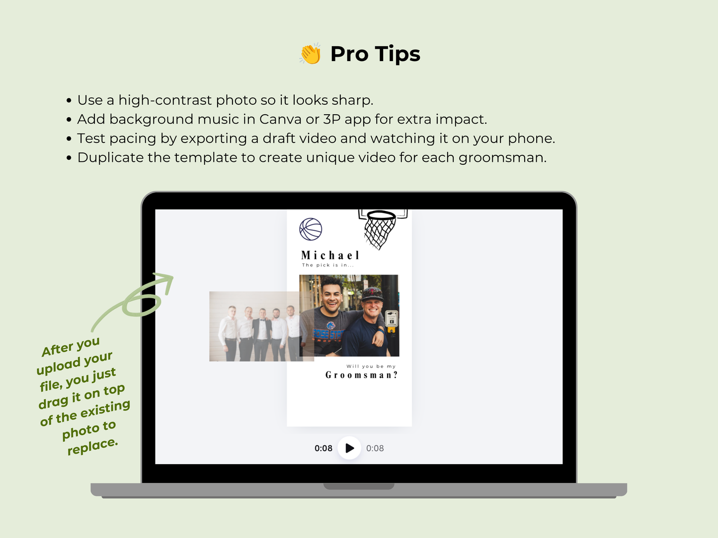 Draft Groomsmen Ask – Editable Canva Template