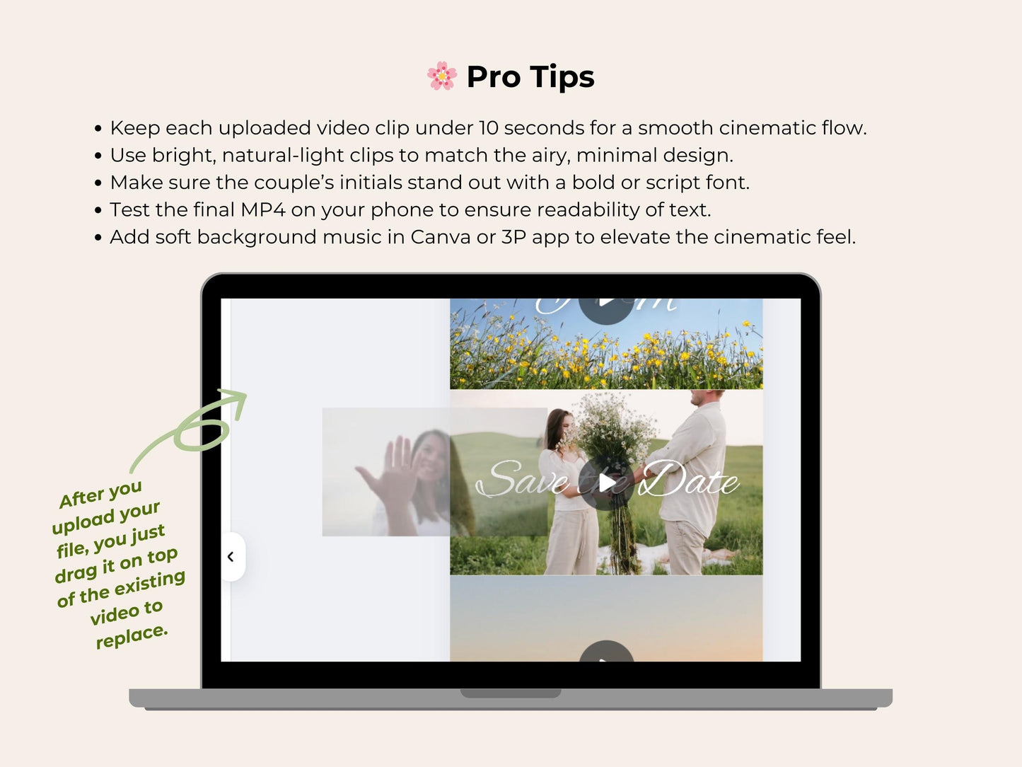 Video Digital Save the Date – 3 Panel Editable Template