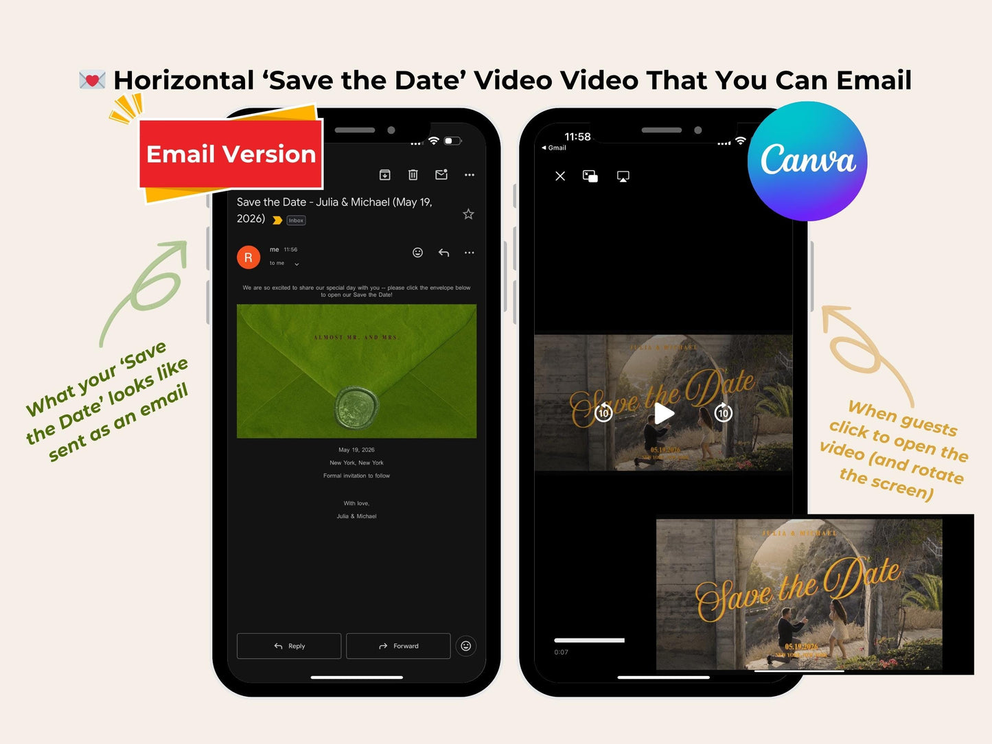 Retro Digital Save the Date – Horizontal Email Editable Template
