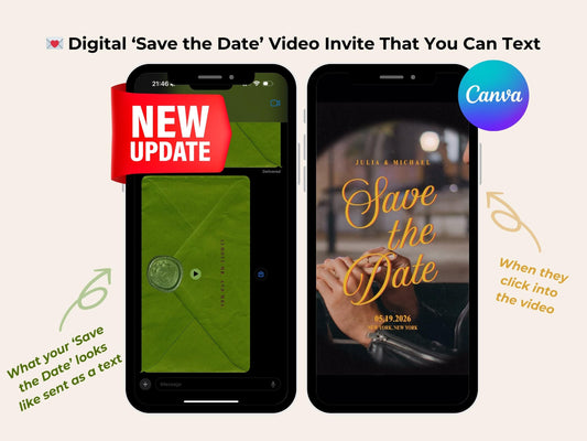 Retro Digital Save the Date – Vertical Text Editable Template