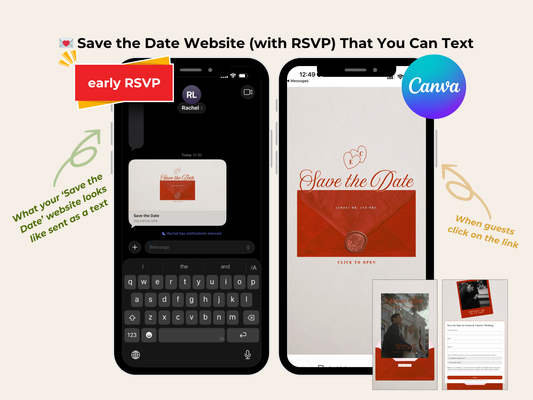 Romantic Digital Save the Date Website with Early RSVP - Editable Canva Template