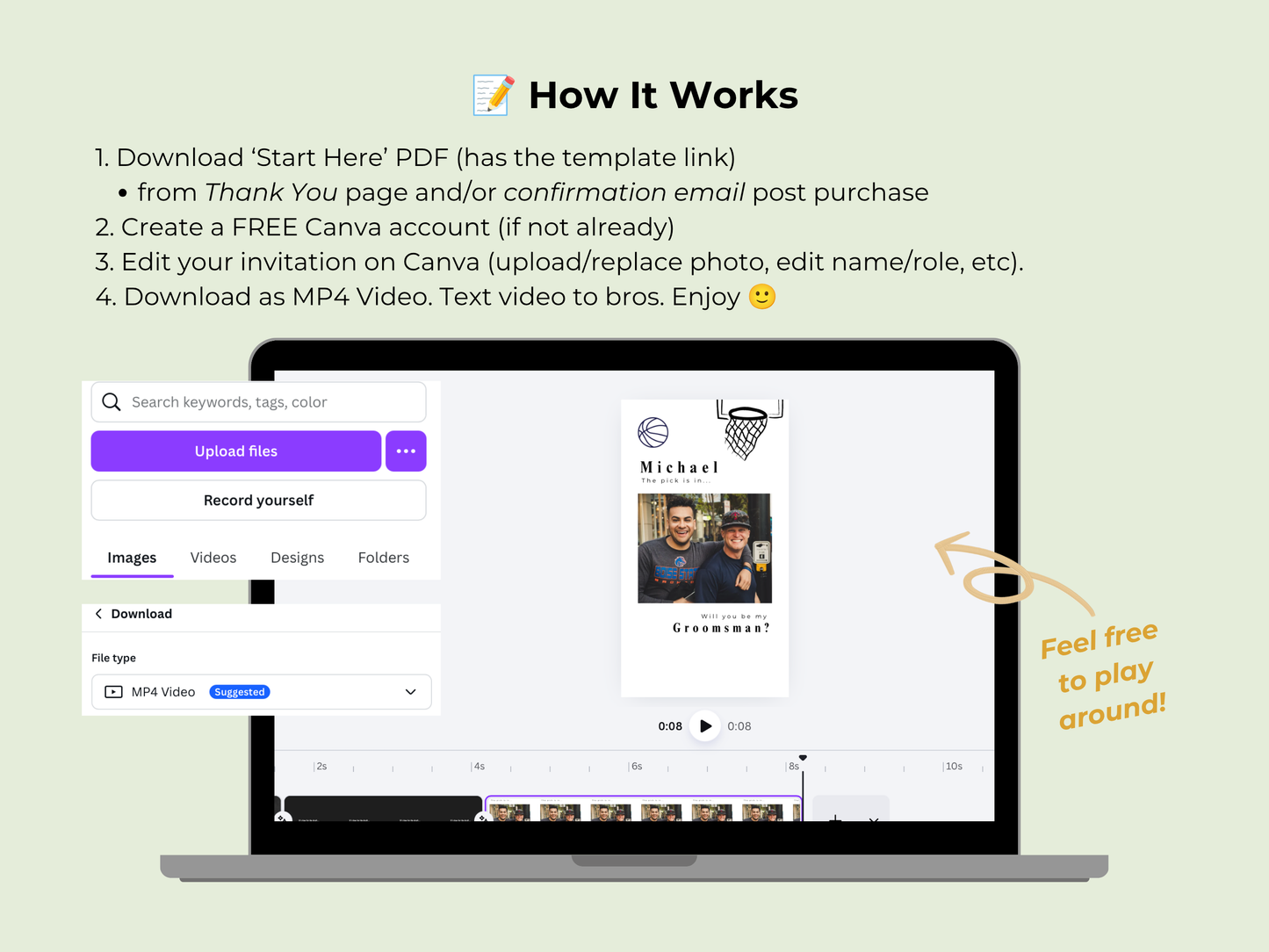 Draft Groomsmen Ask – Editable Canva Template