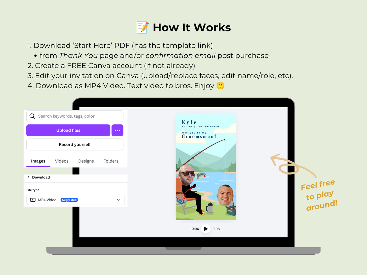 Fishing (Single) Groomsman Ask – Editable Canva Template