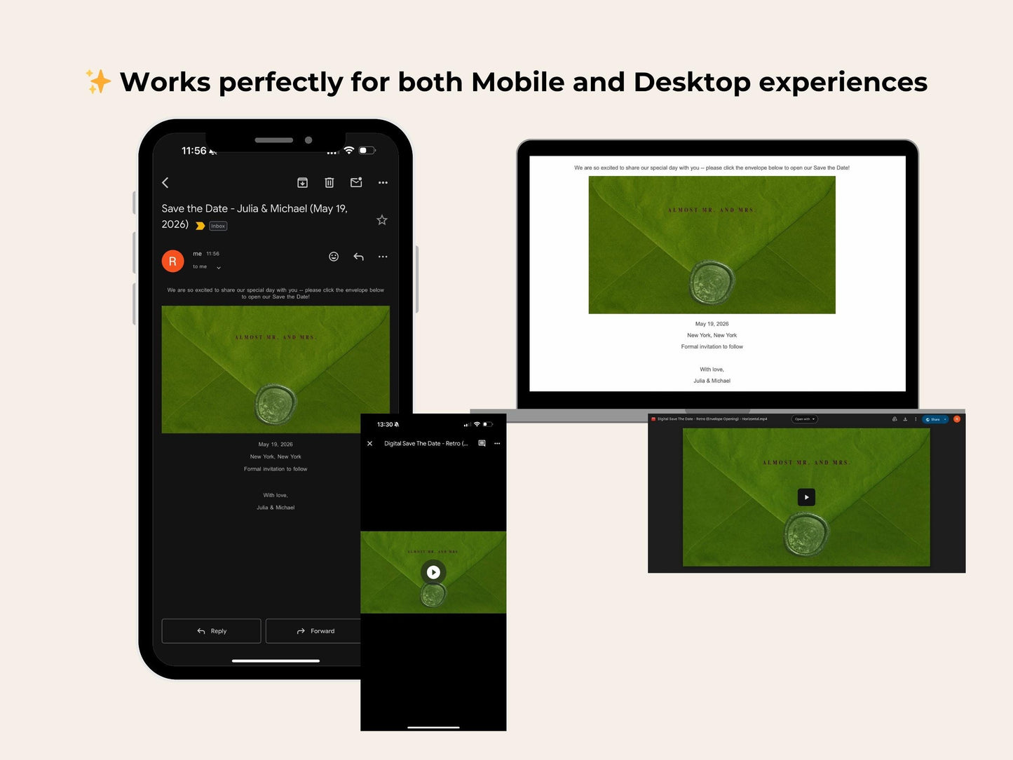 Retro Digital Save the Date – Horizontal Email Editable Template