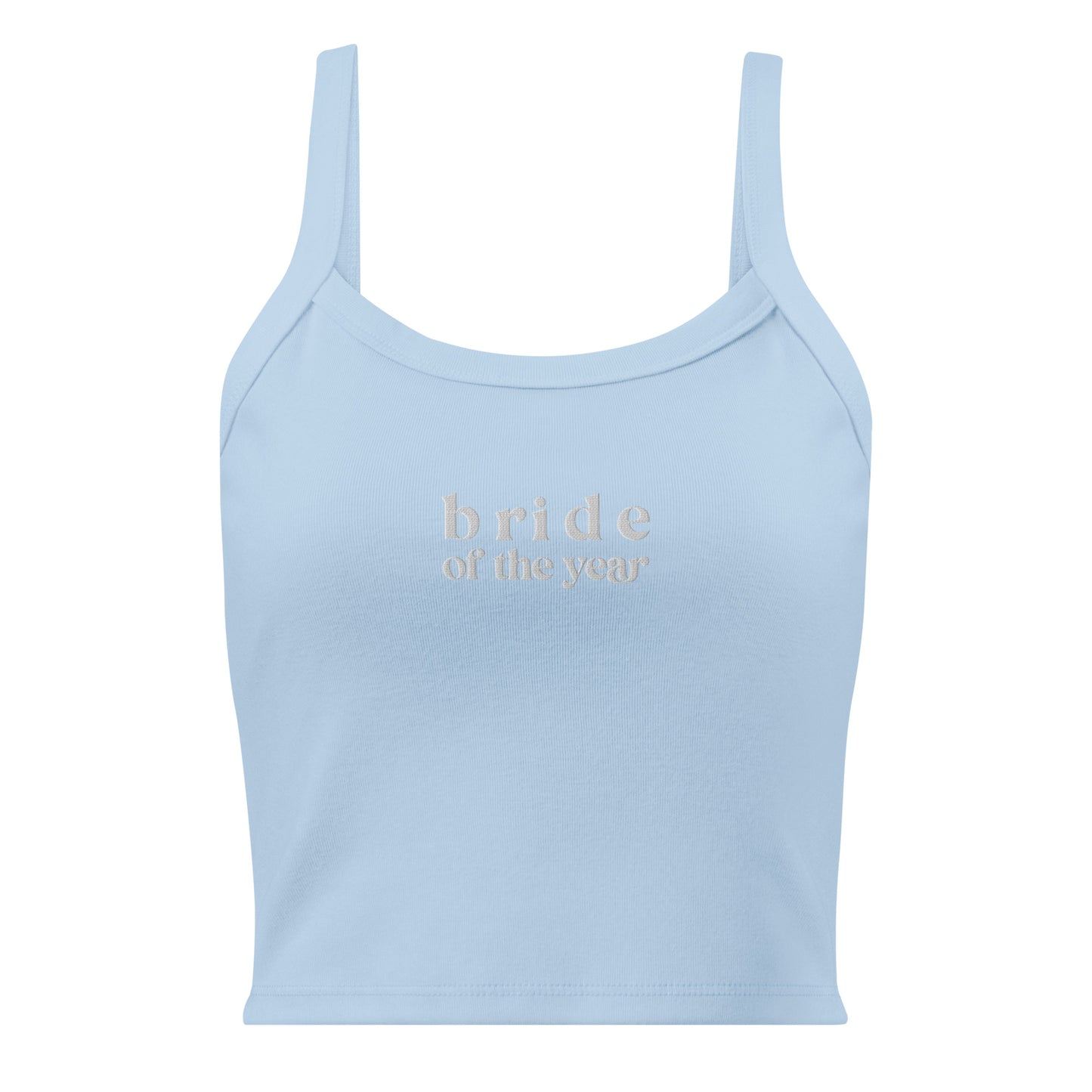 bride of the year bridal tank top for bachelorette and bridal events sky blue