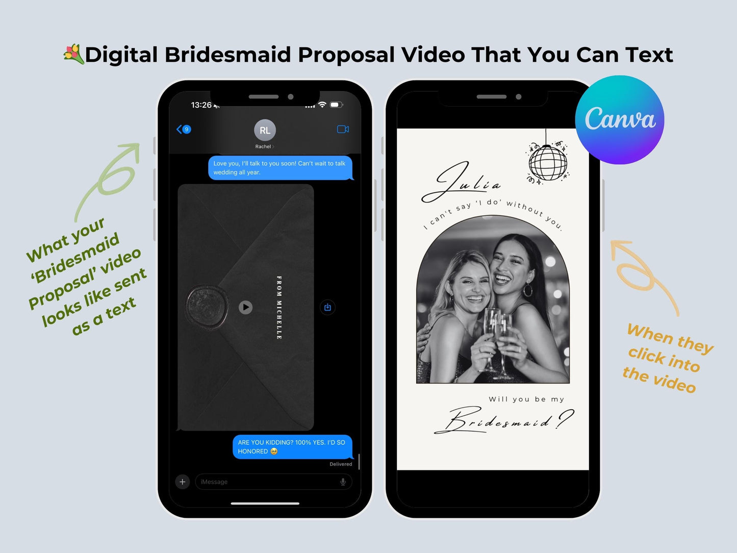 Disco Bridesmaid Proposal – Editable Canva Template