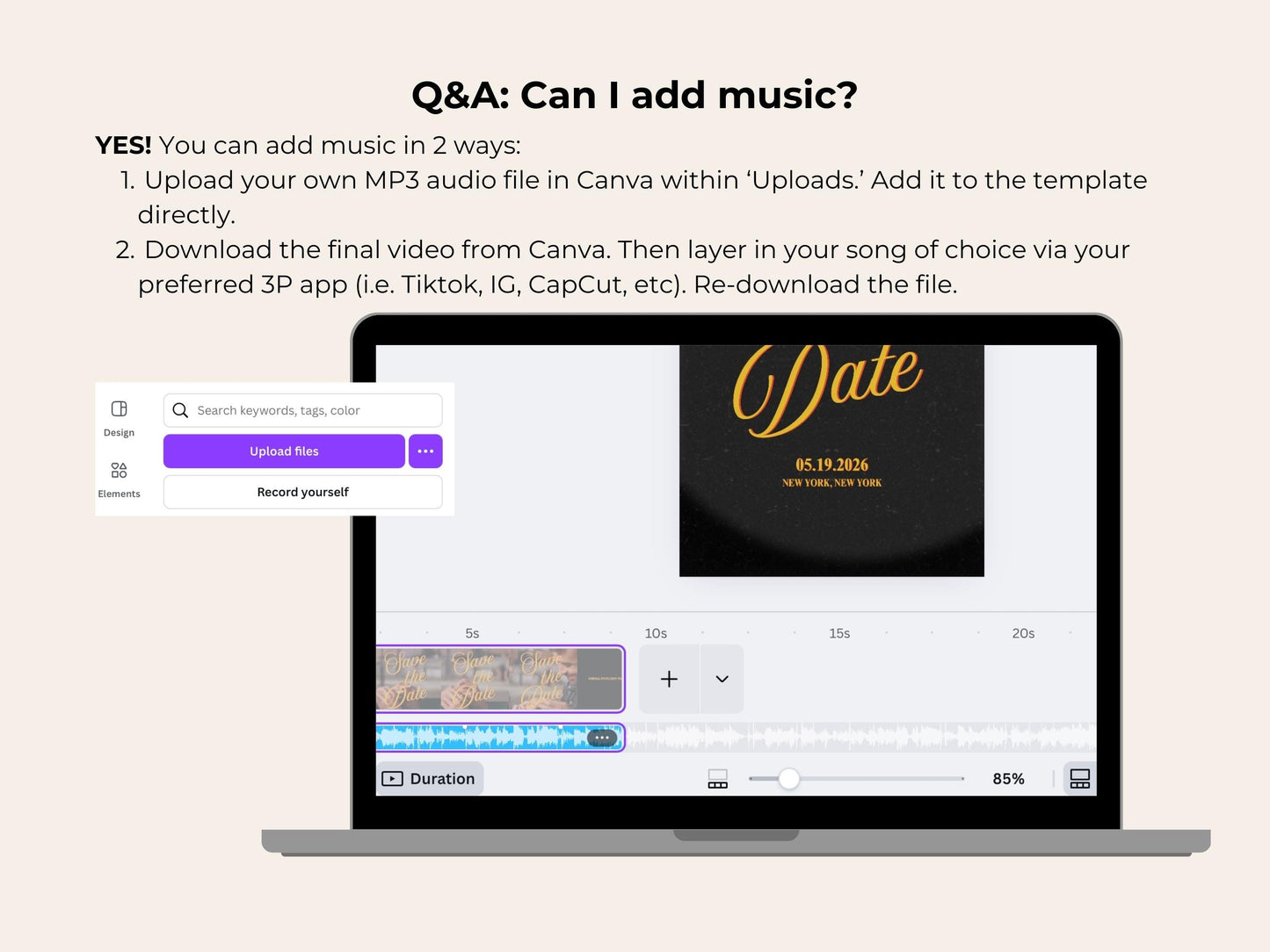 Video Digital Save the Date – 3 Panel Editable Template